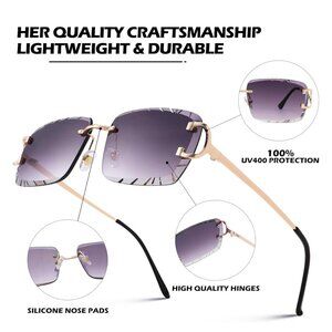 Black Lens Sunglasses Men Women Shades Rimless Hip Hop‎ Lentes Gafas Humbres New